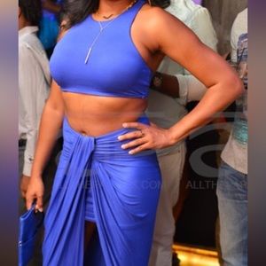 Blue Crop Top and Skirt Set - Size Medium